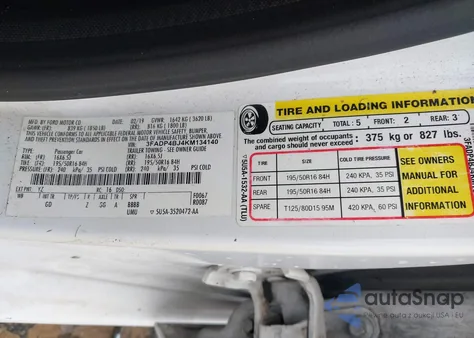 2019 Ford Fiesta Se z USA, uszkodzony, nr VIN 3FADP4BJ4KM134140